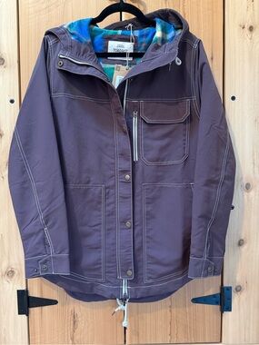 Toad&Co Purple Trench Coat with Plaid Hood Lining